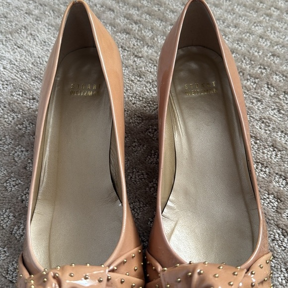Stuart Weitzman patent leather wedge shoes tan size 7 - Picture 4 of 9
